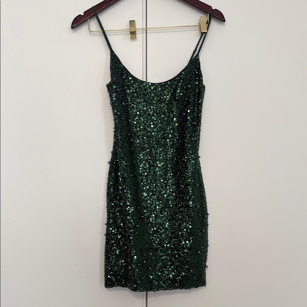 Oh Polly Green Sequin mini Dress
